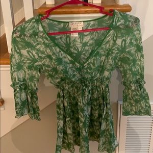 Women’s M.S.S.P. Max studio green silk tunic top